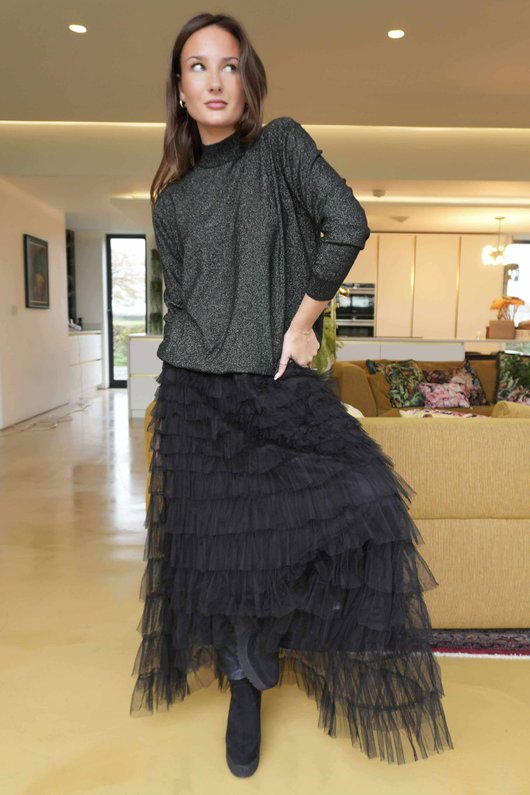 Tallulah Soft Stretch Sparkle Skim Knit Black